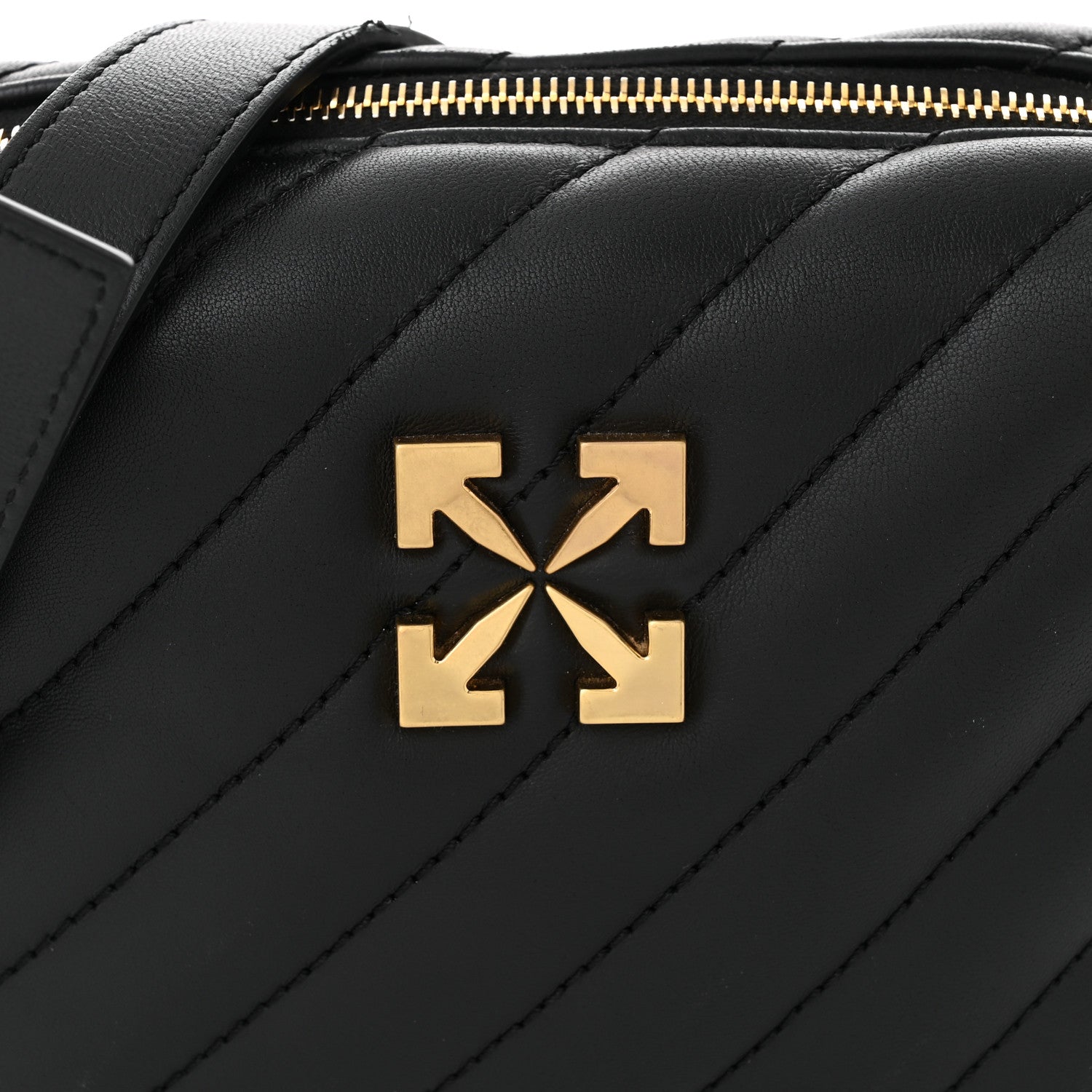 Off-White Calfskin Diagonal Quilted Jackhammer Camera Bag Black 7 of 12