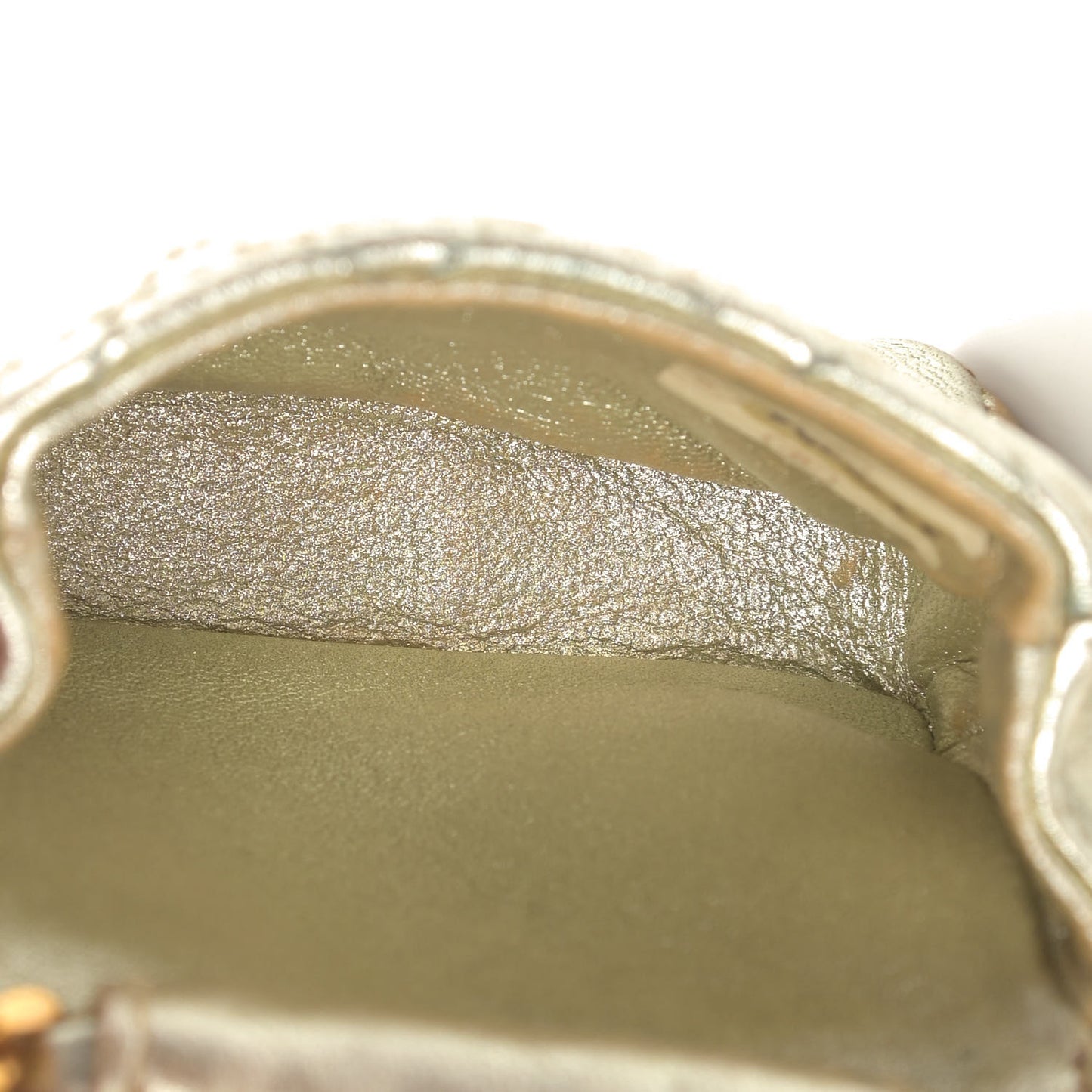 Metallic Lambskin Quilted Micro Mini Flap Gold