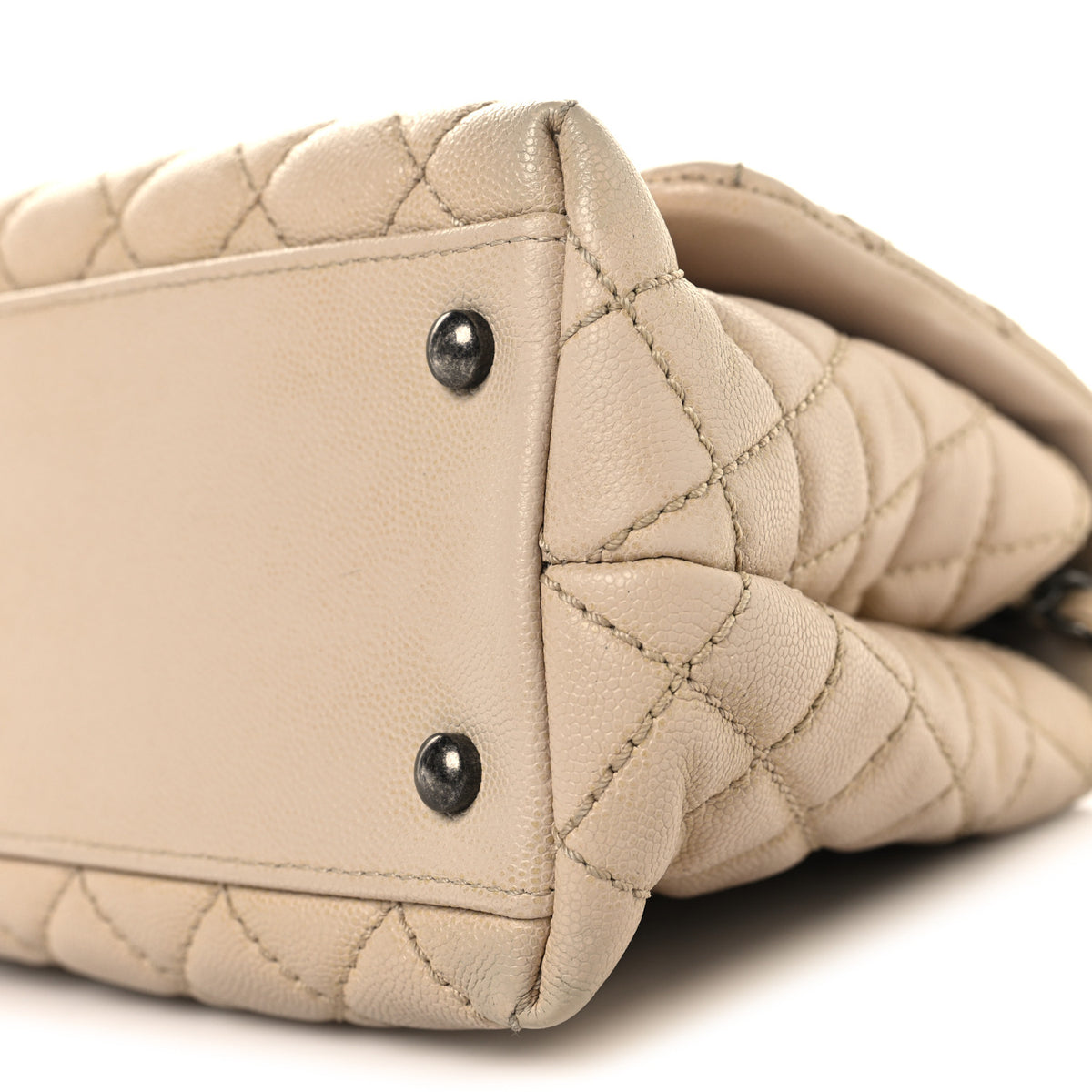 Caviar Quilted Small Coco Handle Flap Light Beige