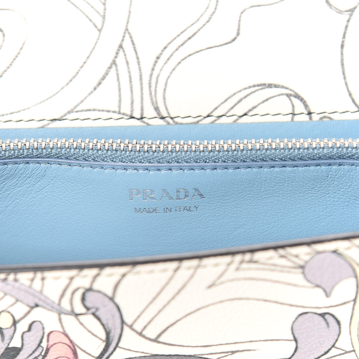 X JAMES JEAN Glace Calfskin Rabbit Print Wallet On Chain Opaline