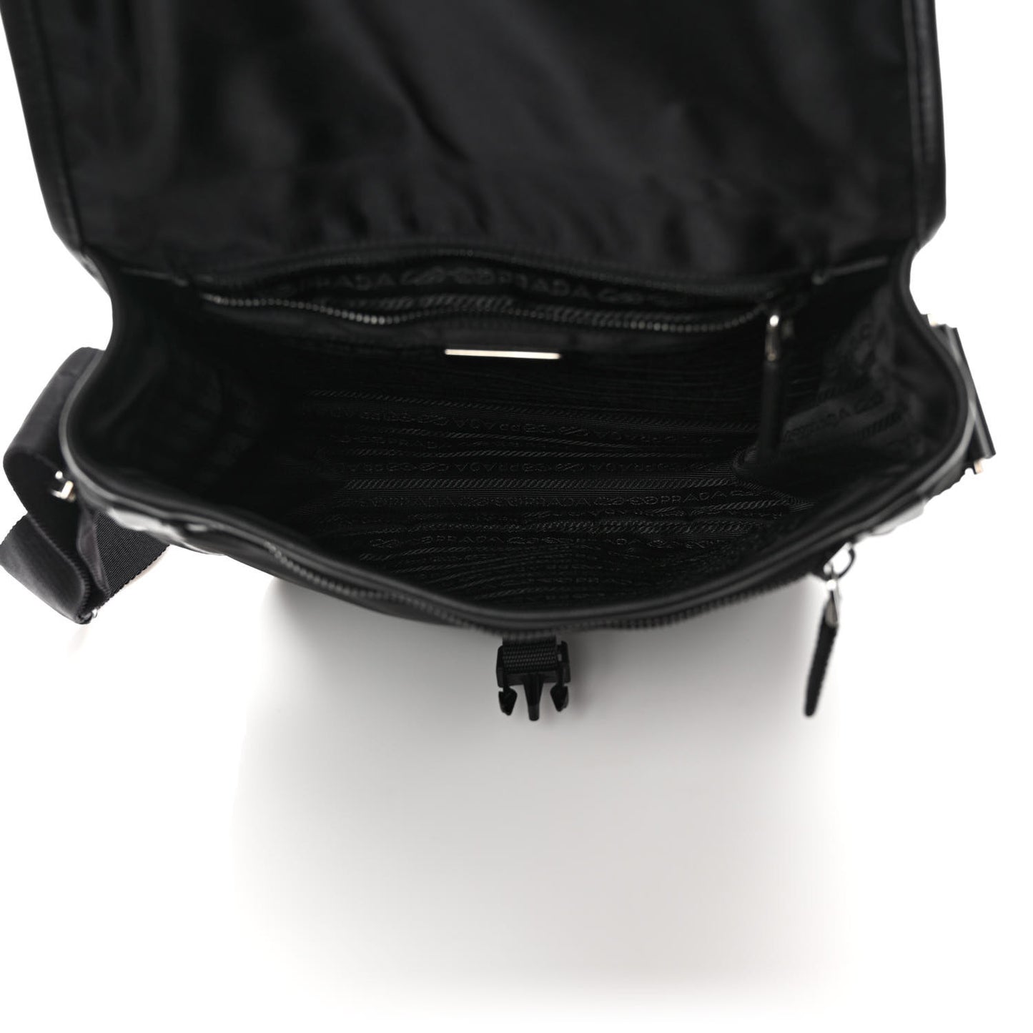 Tessuto Nylon Saffiano Logo Messenger Bag Black