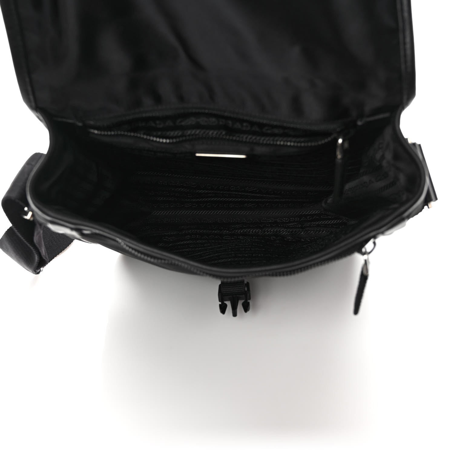 Prada Tessuto Nylon Saffiano Logo Messenger Bag Black 4 of 7