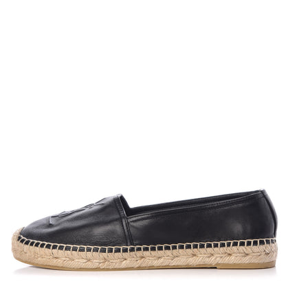 Saint Laurent Lambskin Monogram Espadrilles 37.5 Black 1 of 10