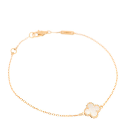 Van Cleef & Arpels 18K Yellow Gold Mother of Pearl Sweet Alhambra Bracelet 1 of 6