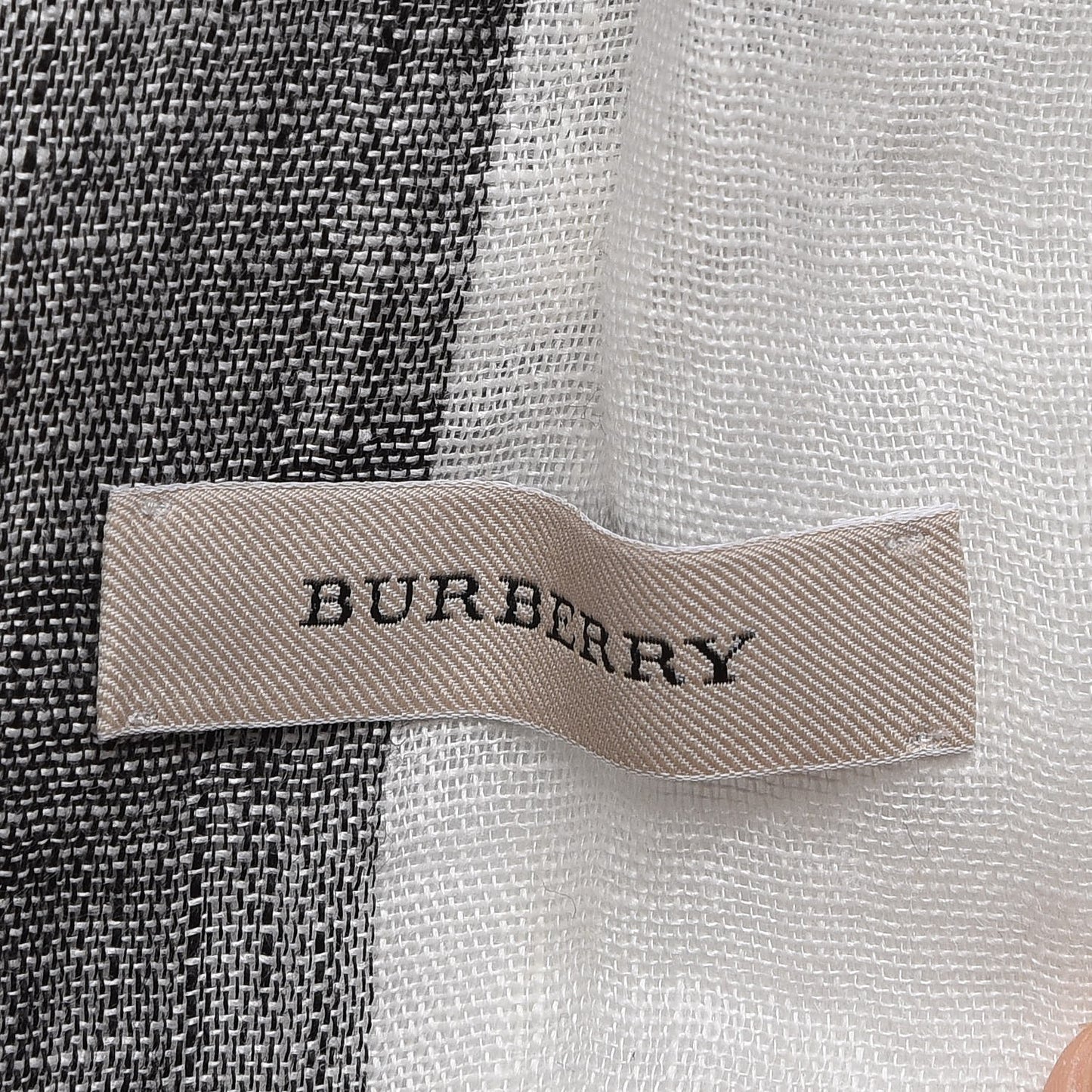 Linen Giant Check Lightweight Scarf Ivory