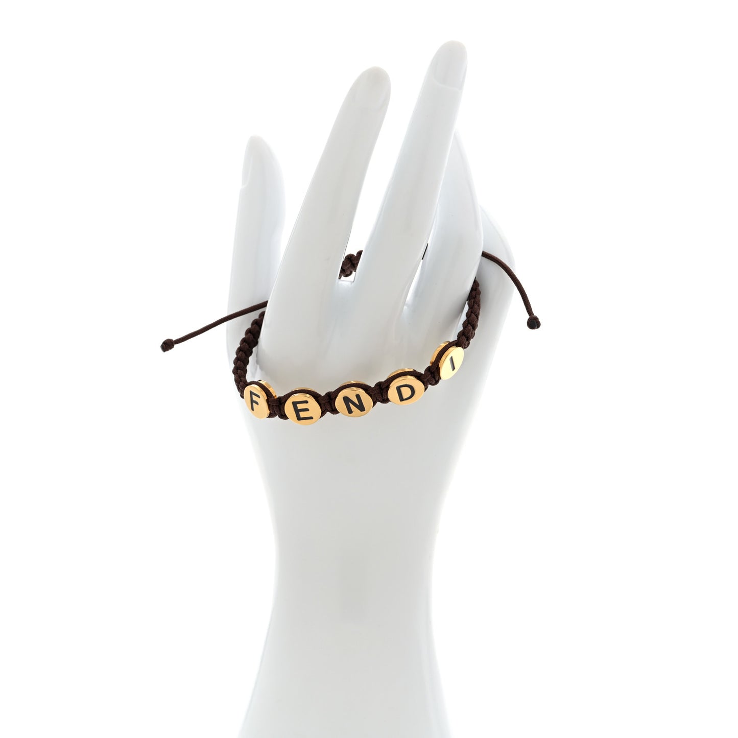 Fabric Braided Studded Bracelet Brown