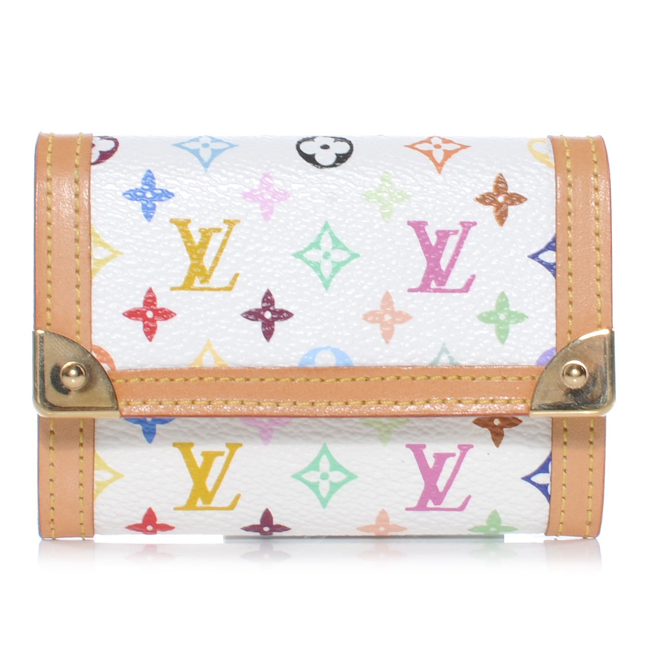 Louis Vuitton Monogram Multicolor Porte-Monnaie Plat Coin Purse White 1 of 7