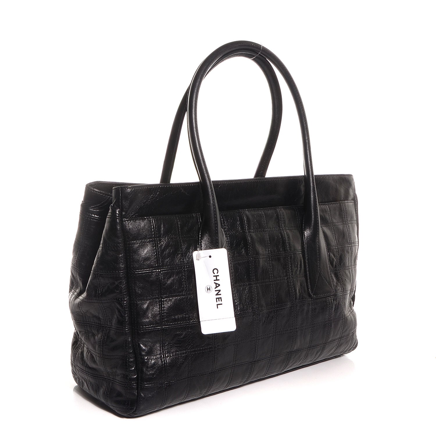 Chanel Lambskin Stitched Lax Shopping Tote Black 3 of 8