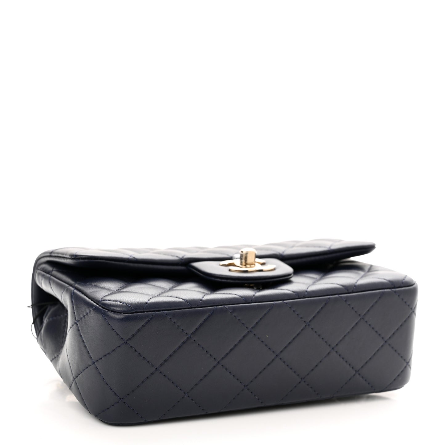 Lambskin Quilted Mini Rectangular Flap Dark Navy Blue
