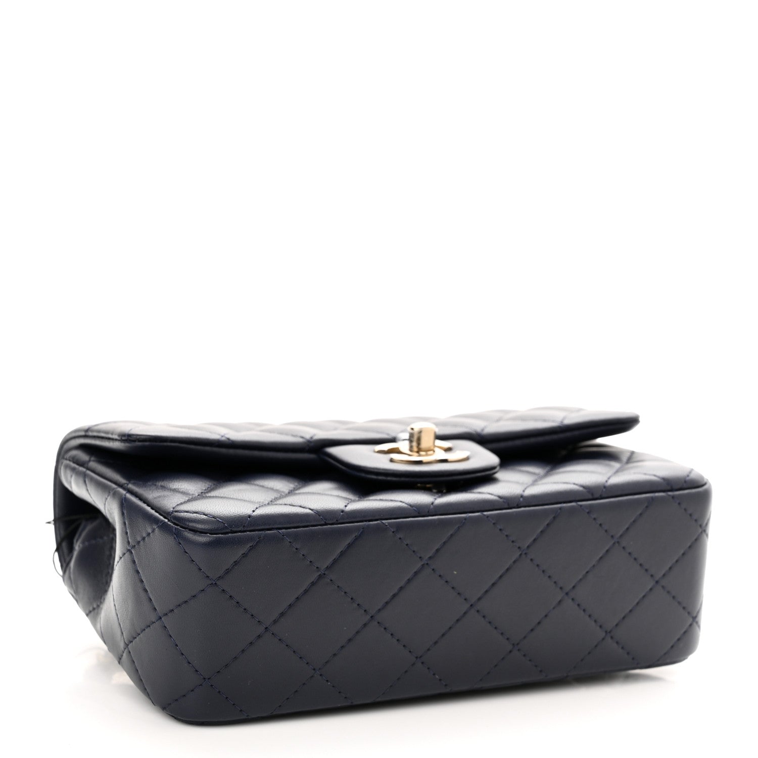 Chanel Lambskin Quilted Mini Rectangular Flap Dark Navy Blue 3 of 9