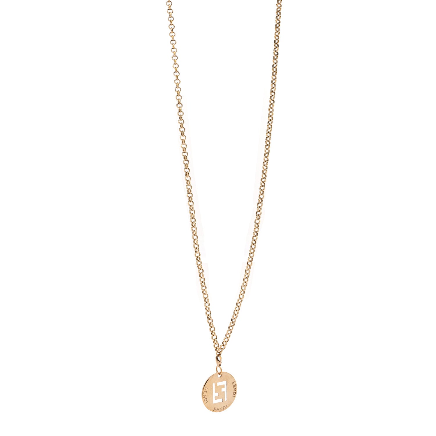 Fendi Metal FF Cutout Necklace Gold 1 of 6