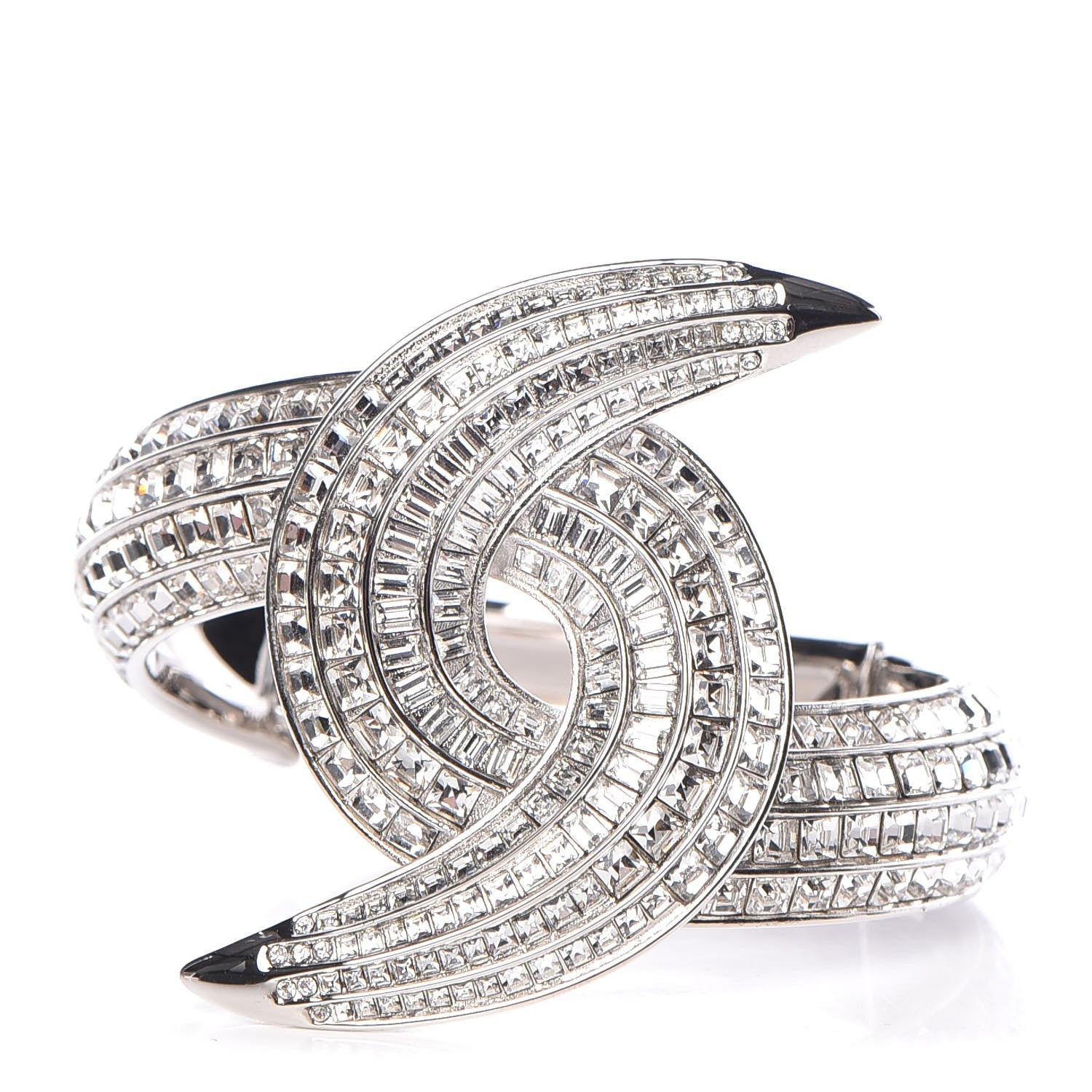 Chanel Crystal Baguette CC Cuff Silver 1 of 5