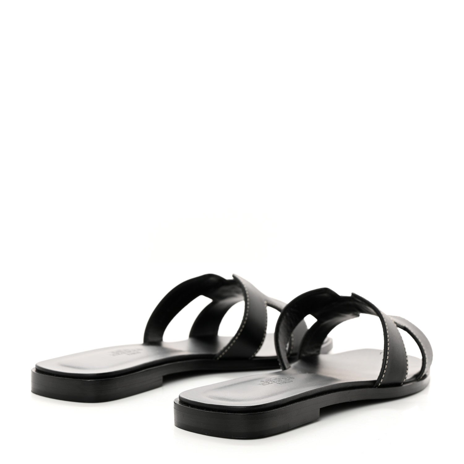 Hermes Box Calfskin Oran Sandals 35.5 Black 4 of 9