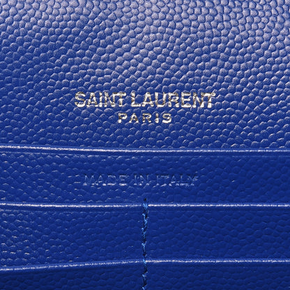 Saint Laurent Grain De Poudre Matelasse Chevron Monogram Chain Wallet Blue Majorelle 6 of 10