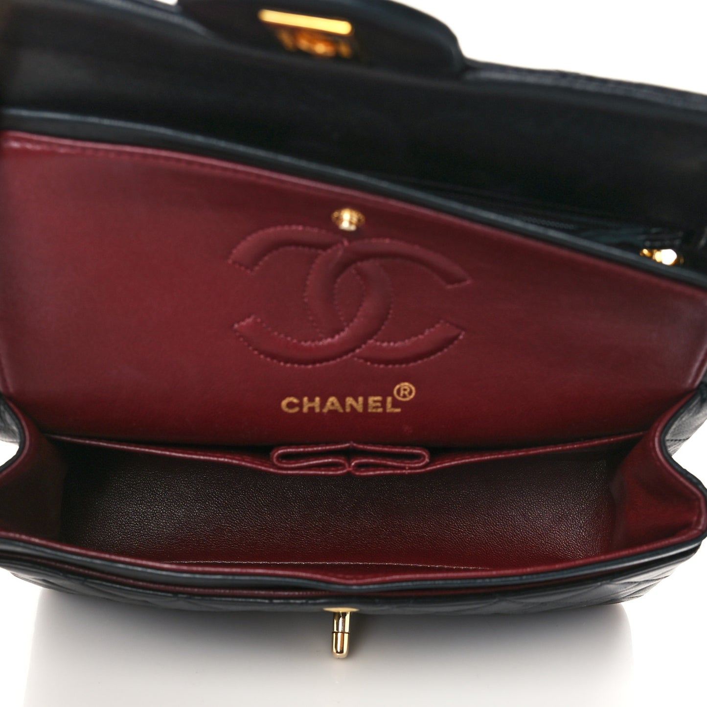 Lambskin Quilted Small Double Flap Black