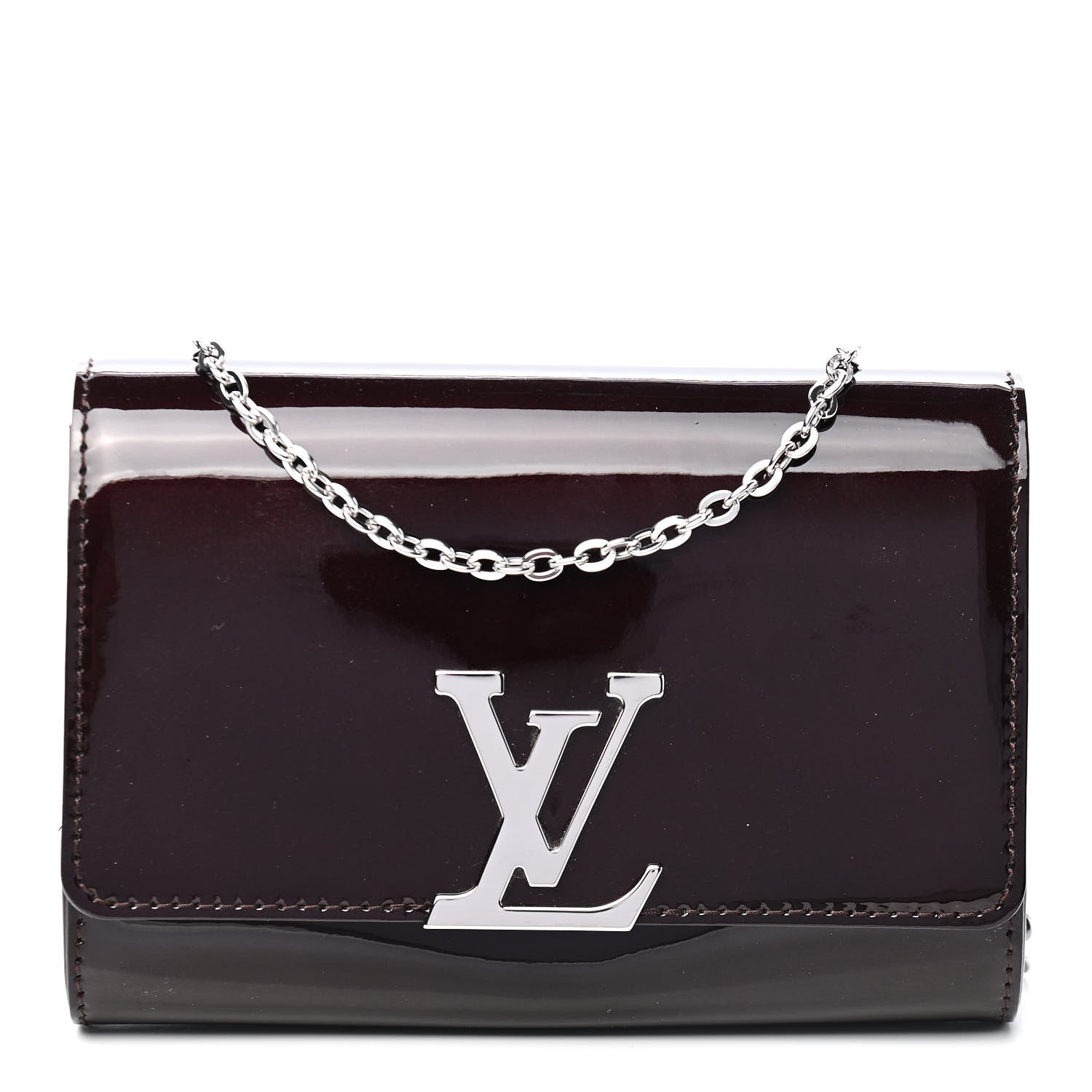 Louis Vuitton Patent Louise PM Chain Clutch Black 1 of 7