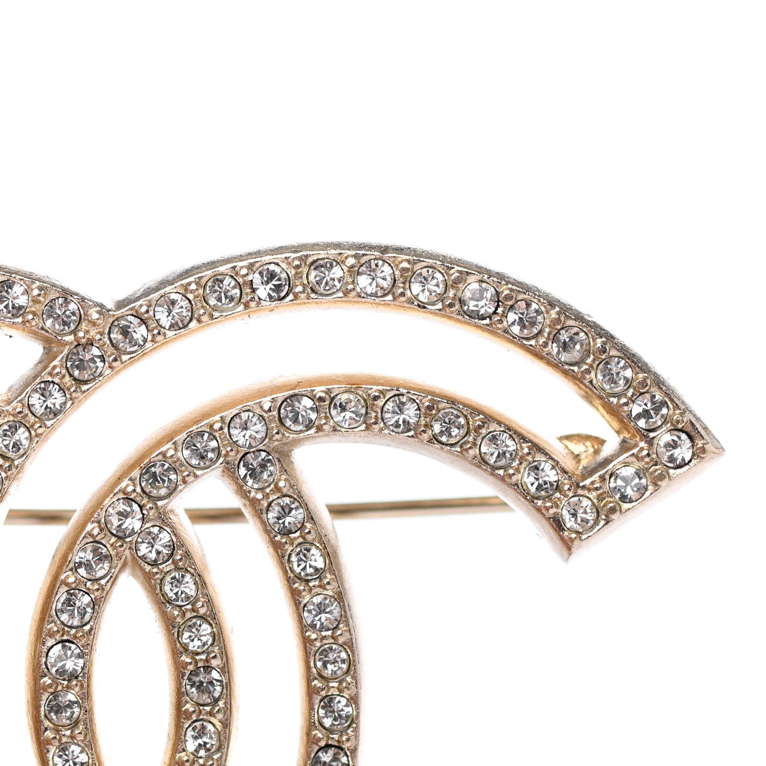 Chanel Crystal CC Brooch Light Gold 4 of 4