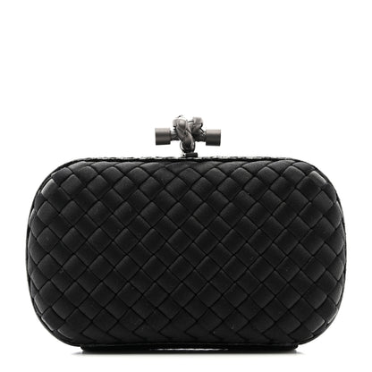 Bottega Veneta Satin Intreccio Impero Ayers Knot Clutch Black 1 of 10