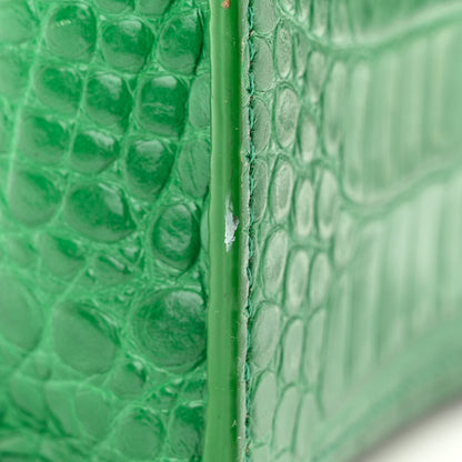 Balenciaga Shiny Calfskin Crocodile Embossed Small Hourglass Top Handle Bag Leaf Green 12 of 20