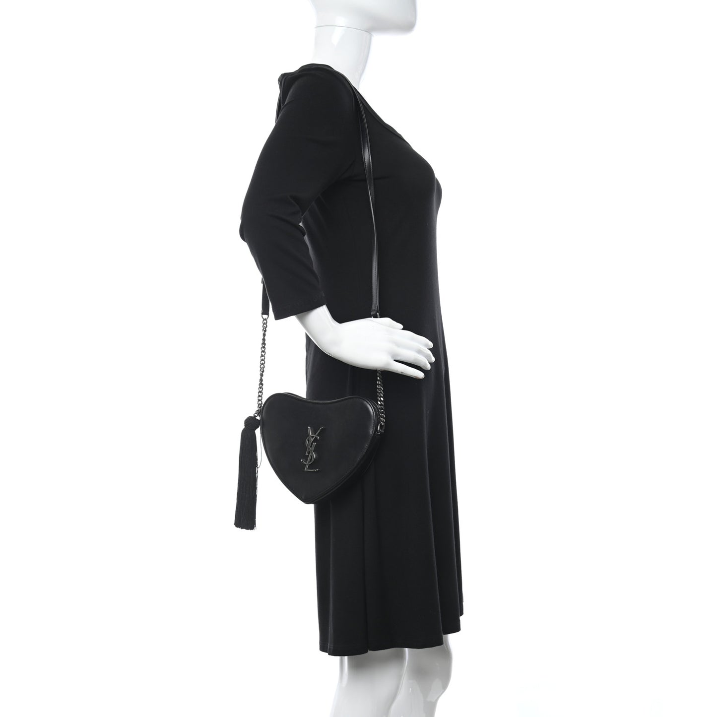 Calfskin Heart Monogram Crossbody Black