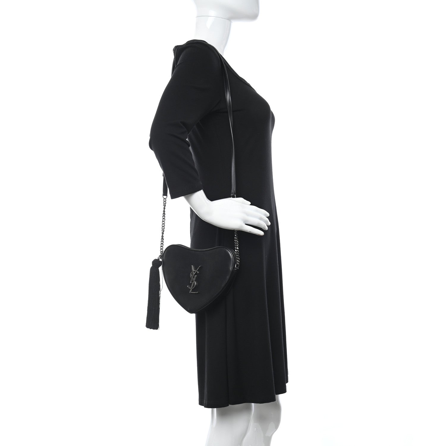 Saint Laurent Calfskin Heart Monogram Crossbody Black 2 of 12