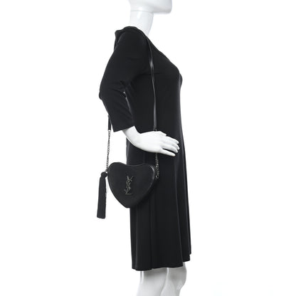 Saint Laurent Calfskin Heart Monogram Crossbody Black 2 of 12