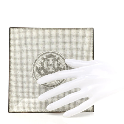 Hermes Porcelain Mosaique Au 24 Platinum Square Plate N°3 2 of 8