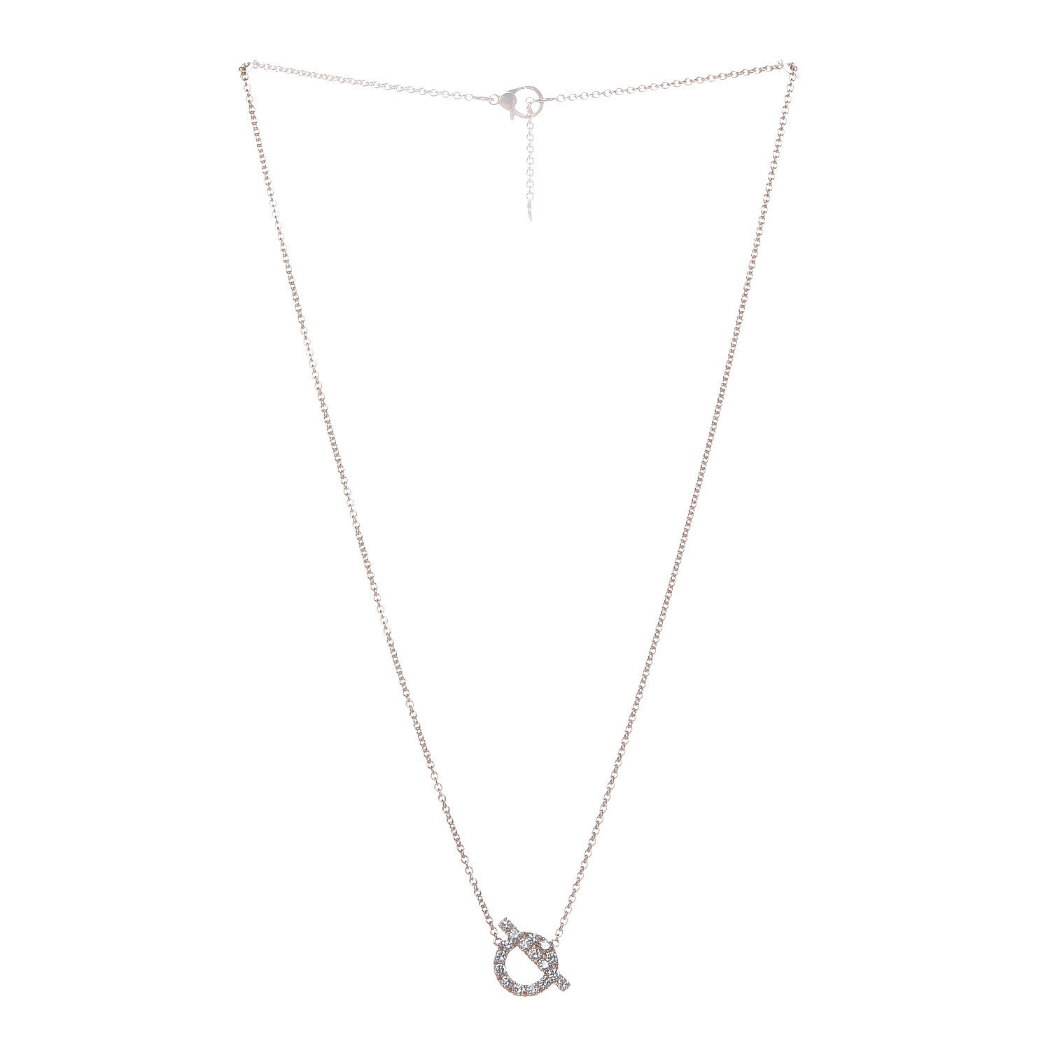 Hermes 18K Rose Gold Diamond Finesse Pendant Necklace 3 of 7