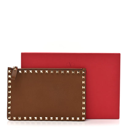 Valentino Garavani Grained Calfskin Medium Rockstud Zip Pouch Deep Cuir 7 of 7