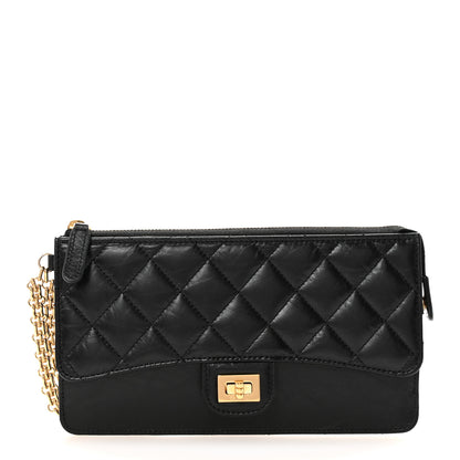 Chanel Aged Calfskin Quilted 2.55 Reissue Pouch With Chain Handle Black 1 of 8