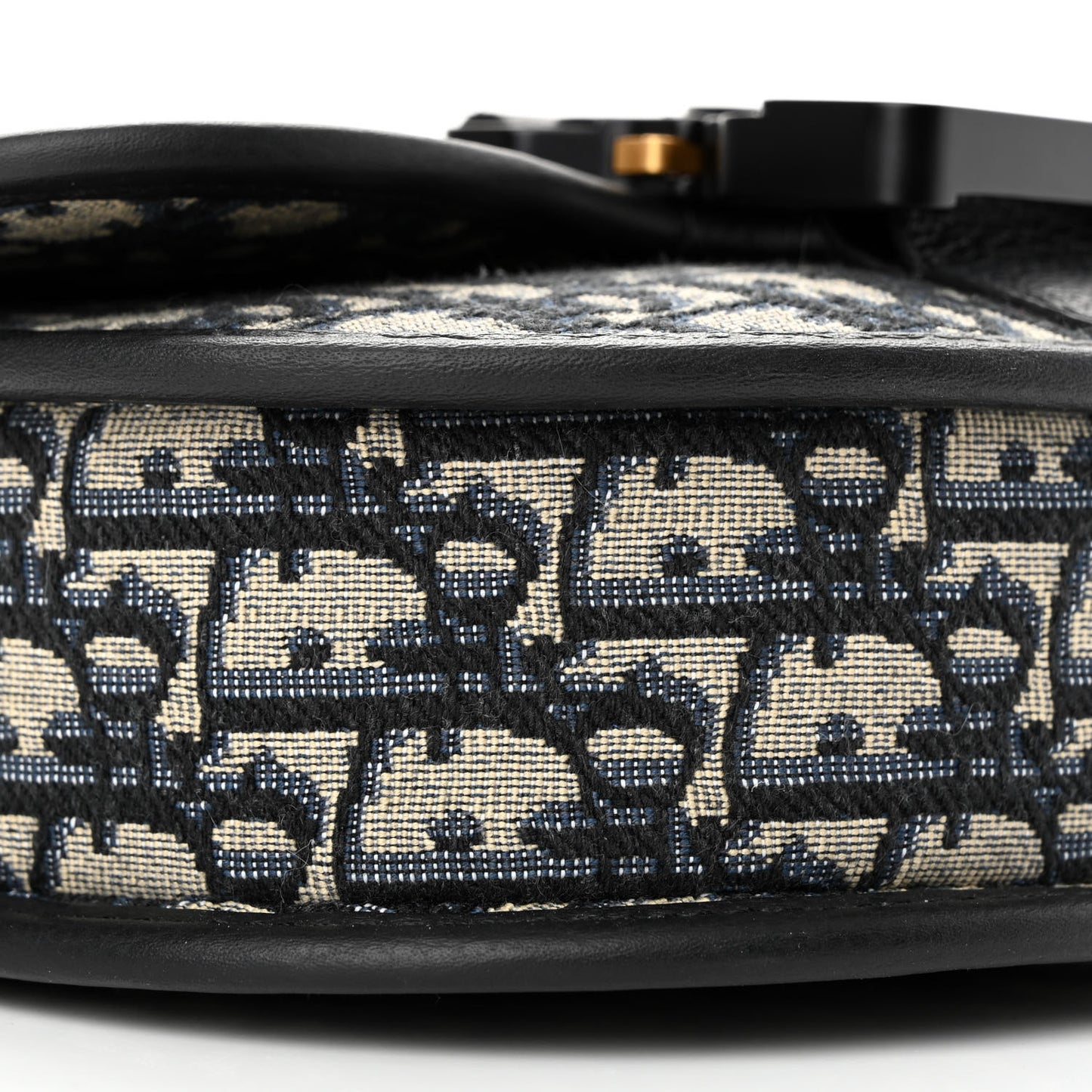 Oblique Grained Calfskin Mini Gallop Bag With Strap Black Beige