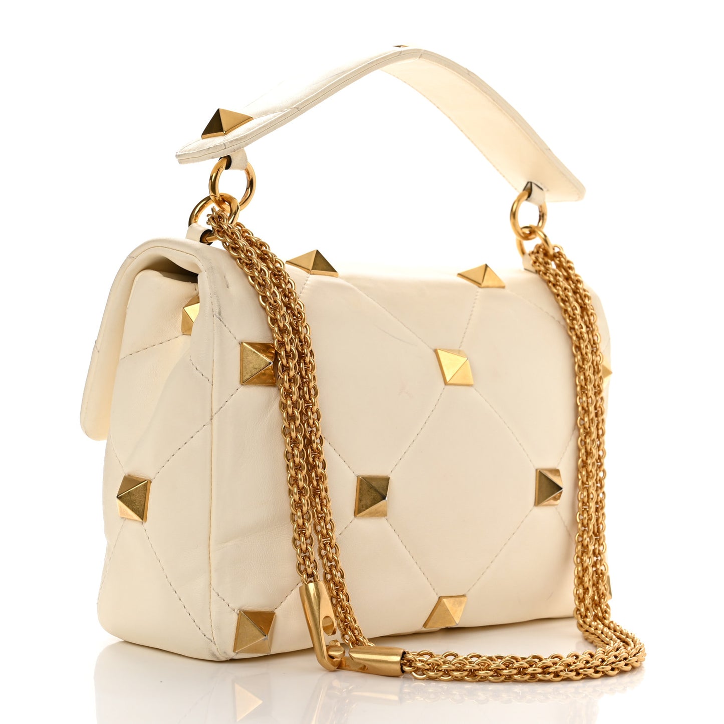 Nappa Large Roman Stud Shoulder Bag Ivory