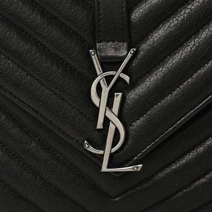 Saint Laurent Sheepskin Matelasse Chevron Monogram Medium College Bag Black 9 of 9