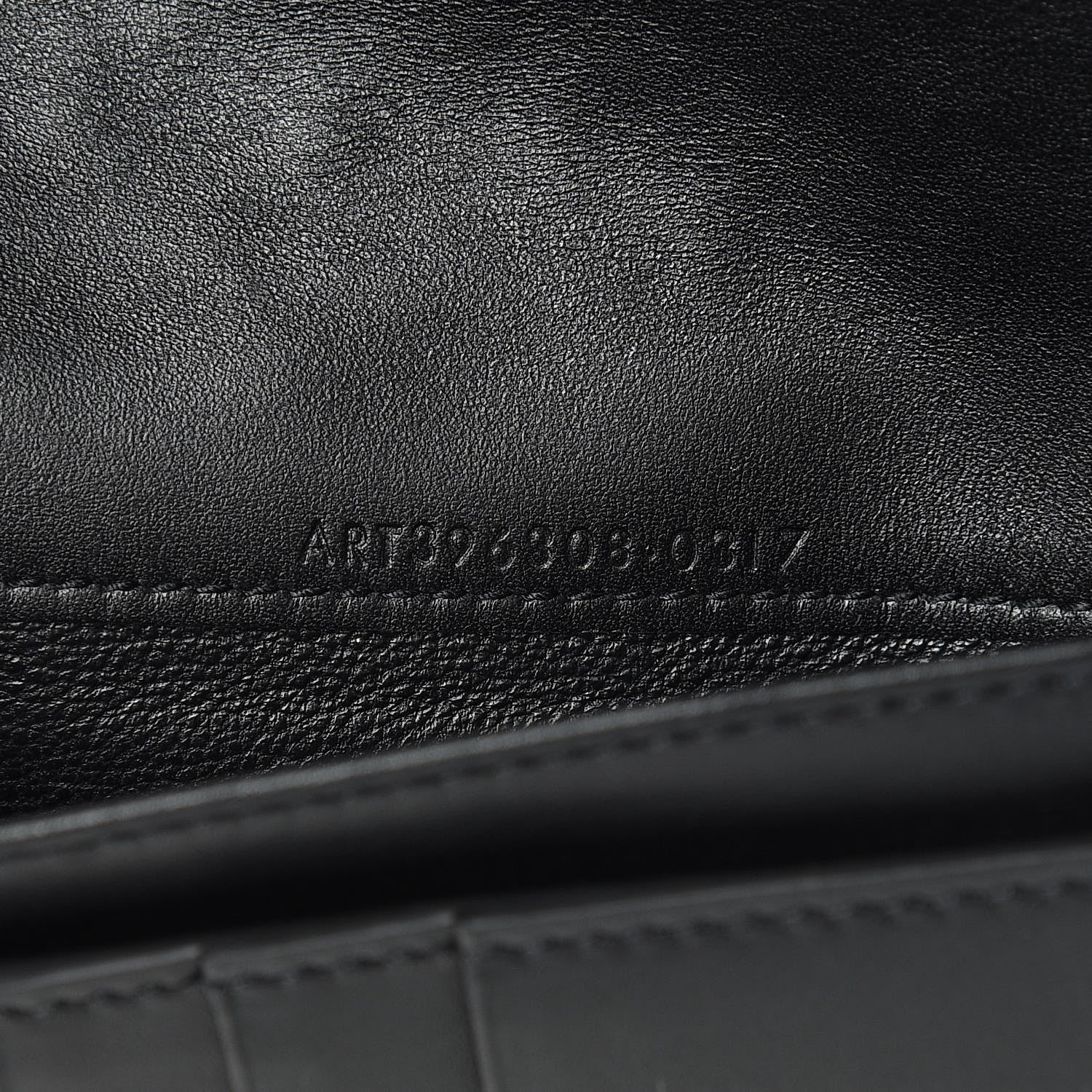 Saint Laurent Calfskin Crocodile Embossed Continental Wallet Black 7 of 8