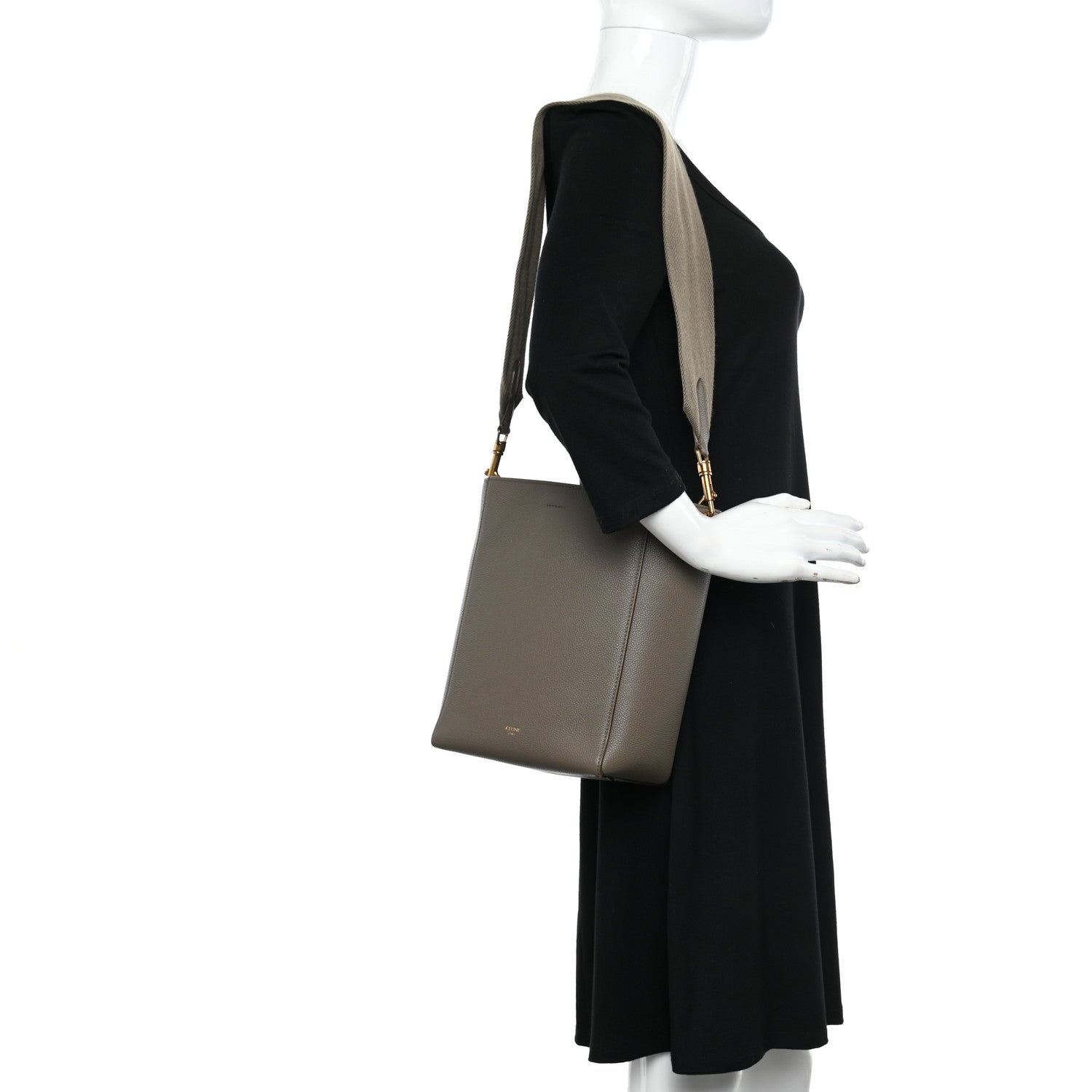Celine Soft Grained Calfskin Small Sangle Bucket Bag Taupe 2 of 10