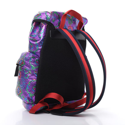 Gucci Brocade Web Small Double Buckle Backpack Multicolor 2 of 9