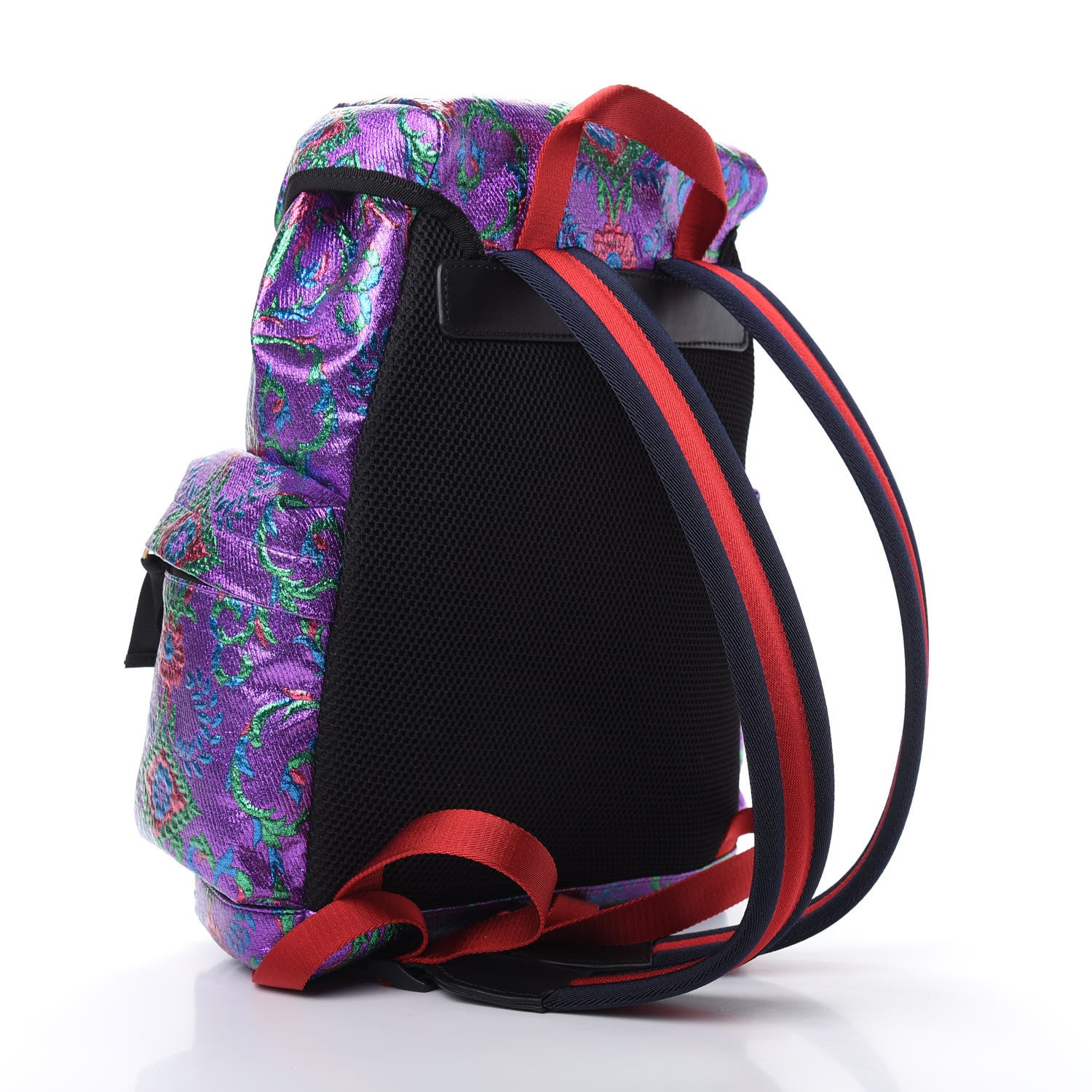 Gucci Brocade Web Small Double Buckle Backpack Multicolor 2 of 9