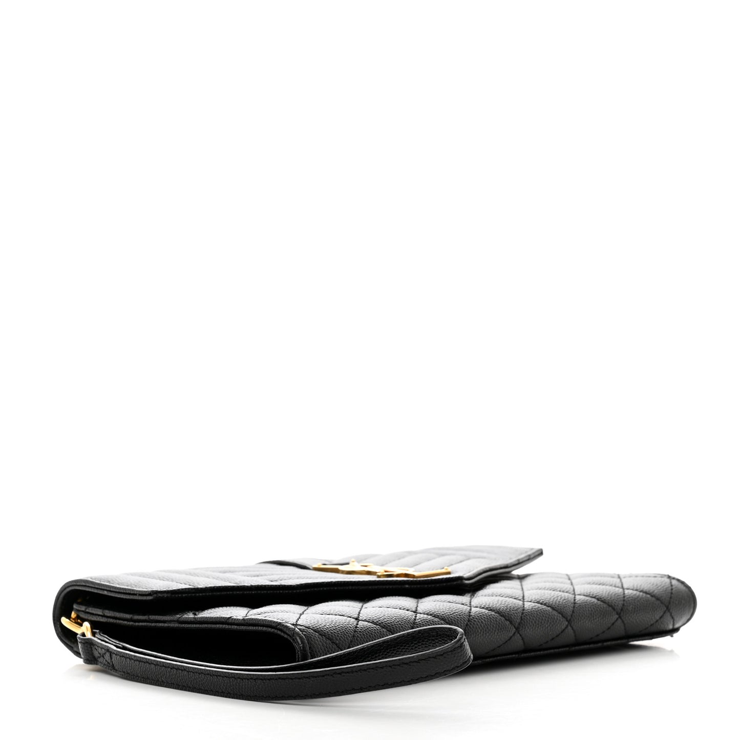 Grain De Poudre Textured Mixed Matelasse Triquilt Monogram Clutch Black
