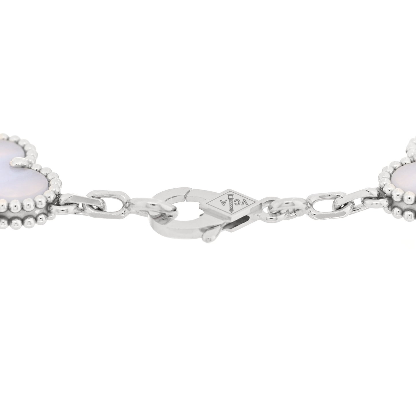18K White Gold Chalcedony 5 Motifs Vintage Alhambra Bracelet