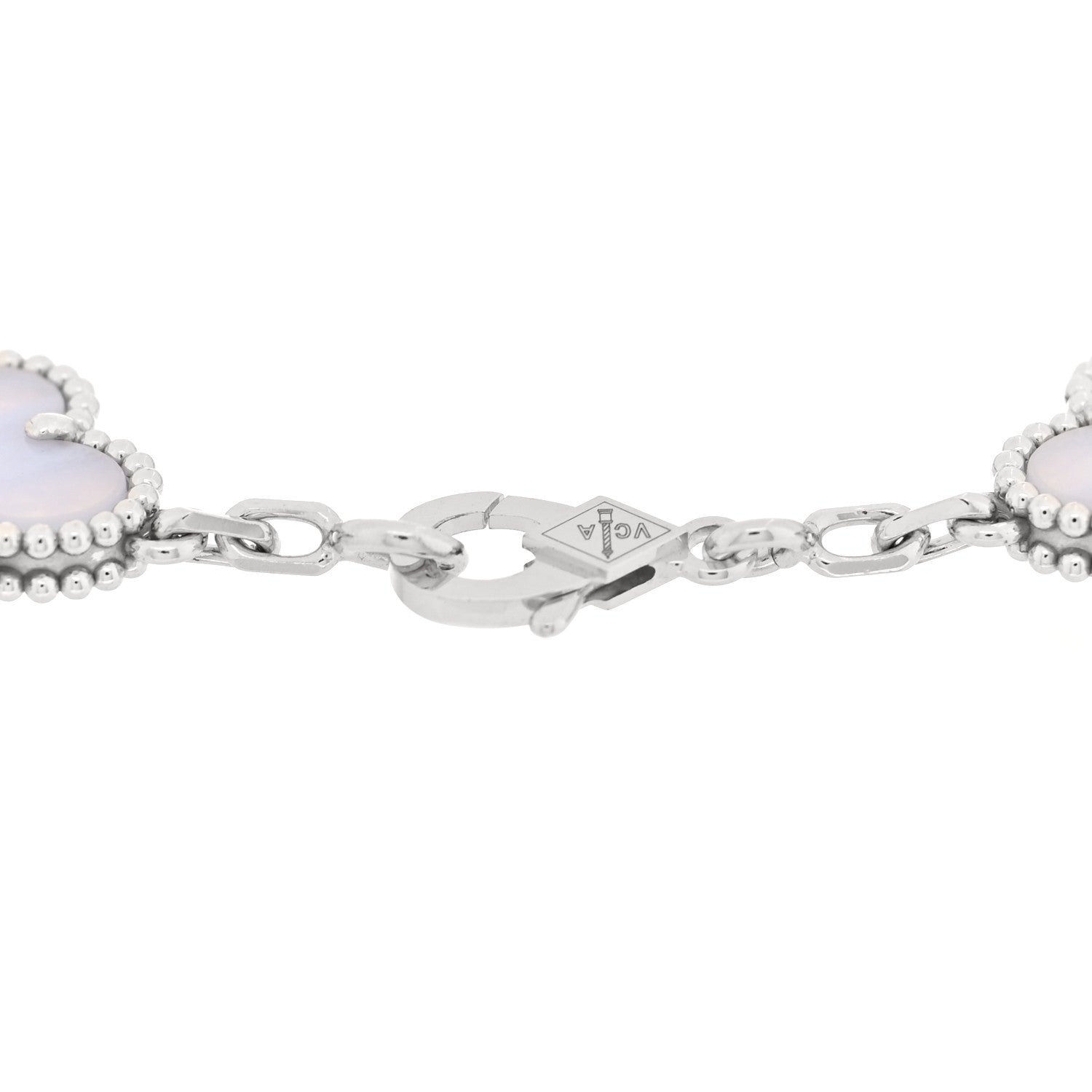 Van Cleef & Arpels 18K White Gold Chalcedony 5 Motifs Vintage Alhambra Bracelet 3 of 3