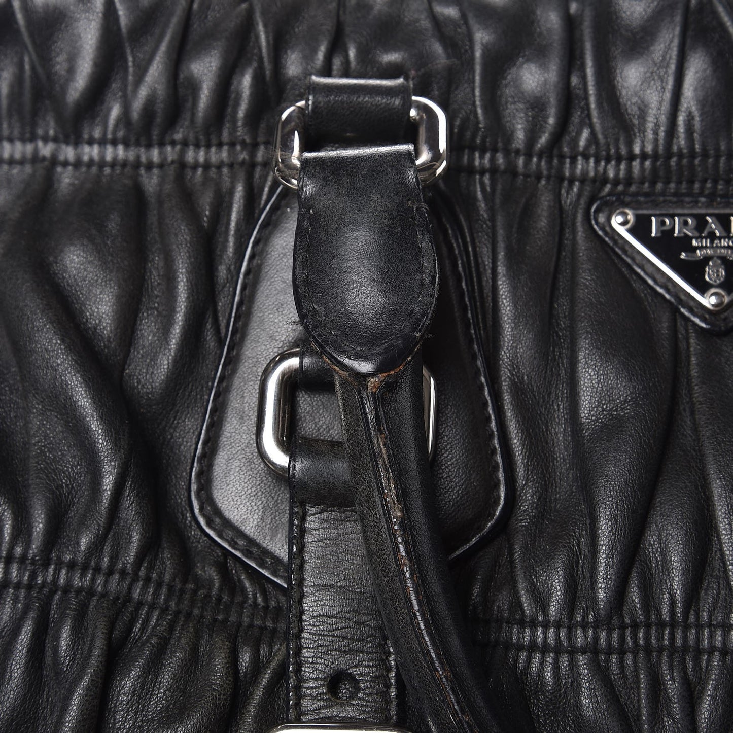 Nappa Gaufre Shopping Satchel Black