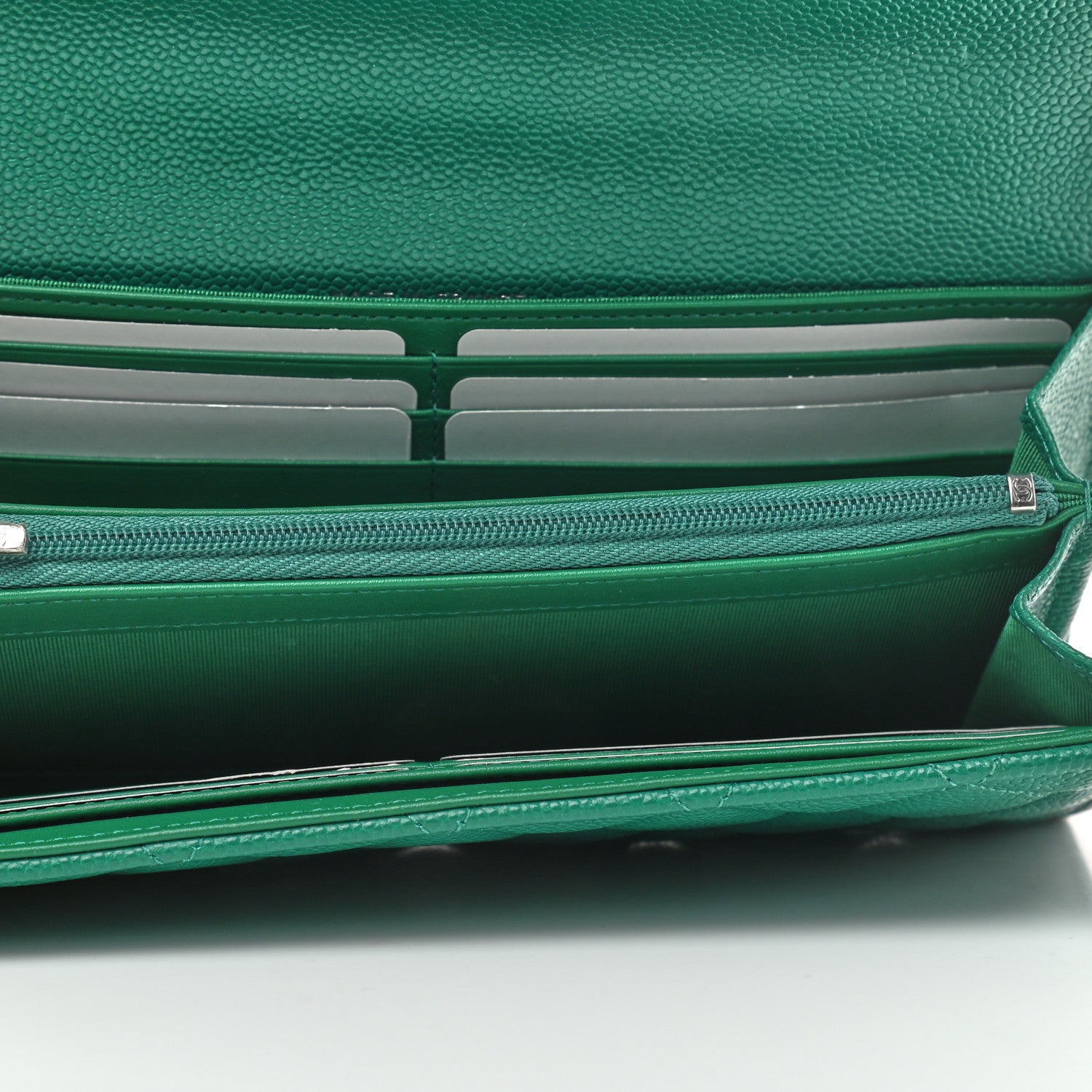 Chanel Caviar Quilted Large Gusset Flap Wallet Green 5 of 8