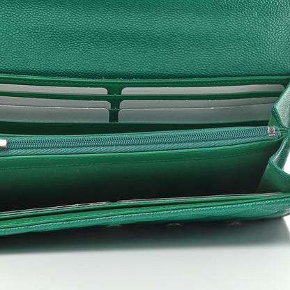 Chanel Caviar Quilted Large Gusset Flap Wallet Green 5 of 8