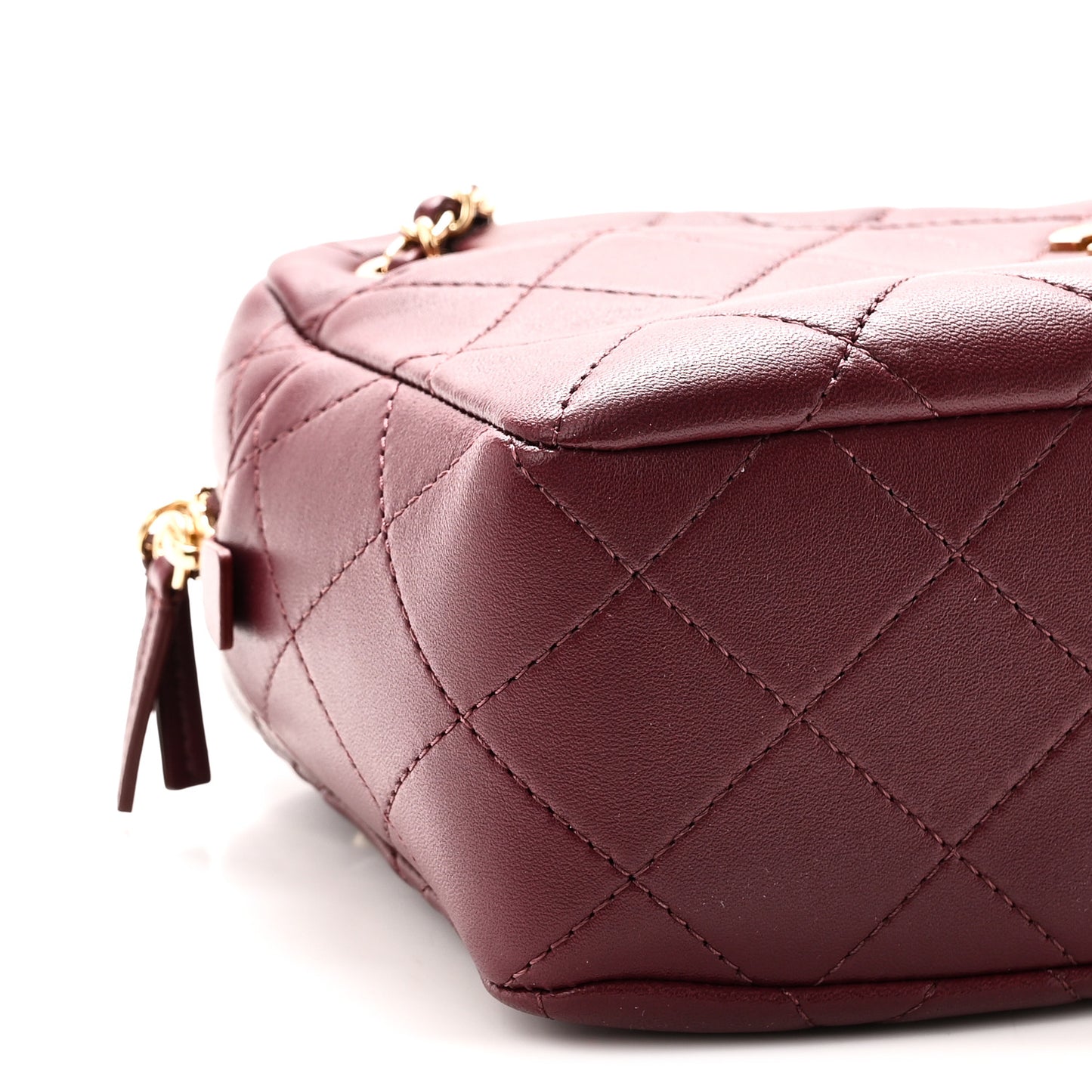 Lambskin Quilted CC Camera Case Burgundy