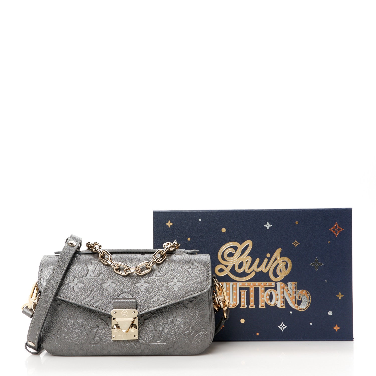 Louis Vuitton Shimmery Empreinte LV Ski Pochette Metis East West Gun Metal 10 of 10