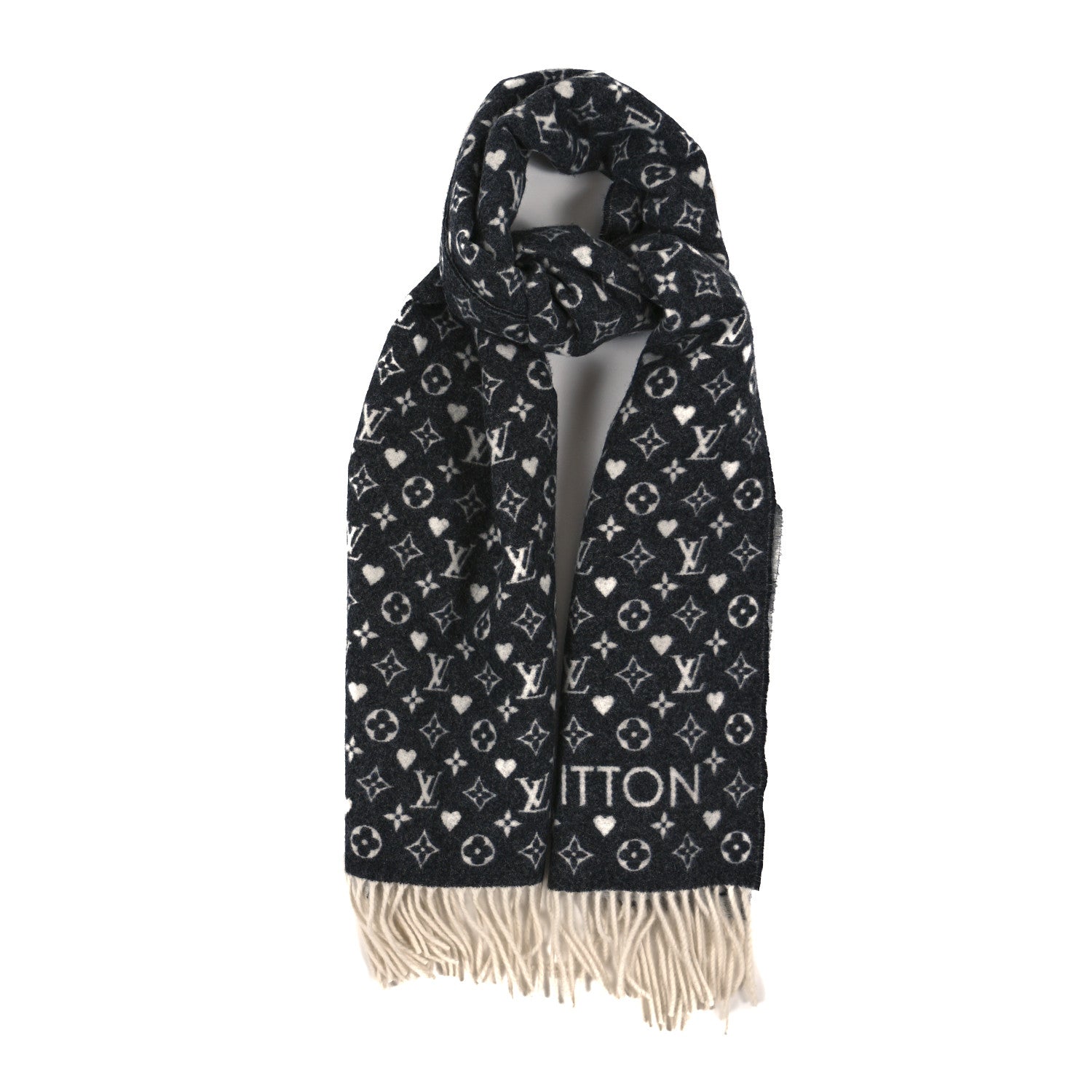 Louis Vuitton Cashmere Monogram Game On Scarf Black 1 of 3