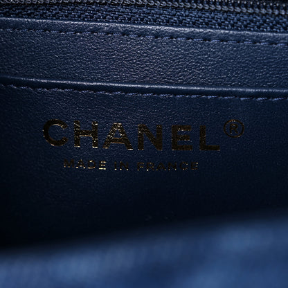 Chanel Printed Denim Quilted Mini Rectangular Flap Dark Blue 6 of 10