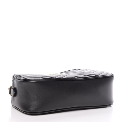 Gucci Calfskin Matelasse Small GG Marmont Chain Shoulder Bag Black 4 of 12