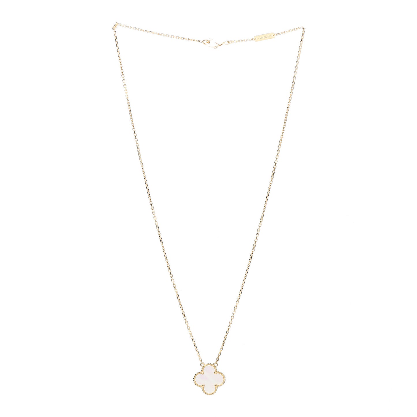 18K Yellow Gold Mother of Pearl Vintage Alhambra Pendant Necklace