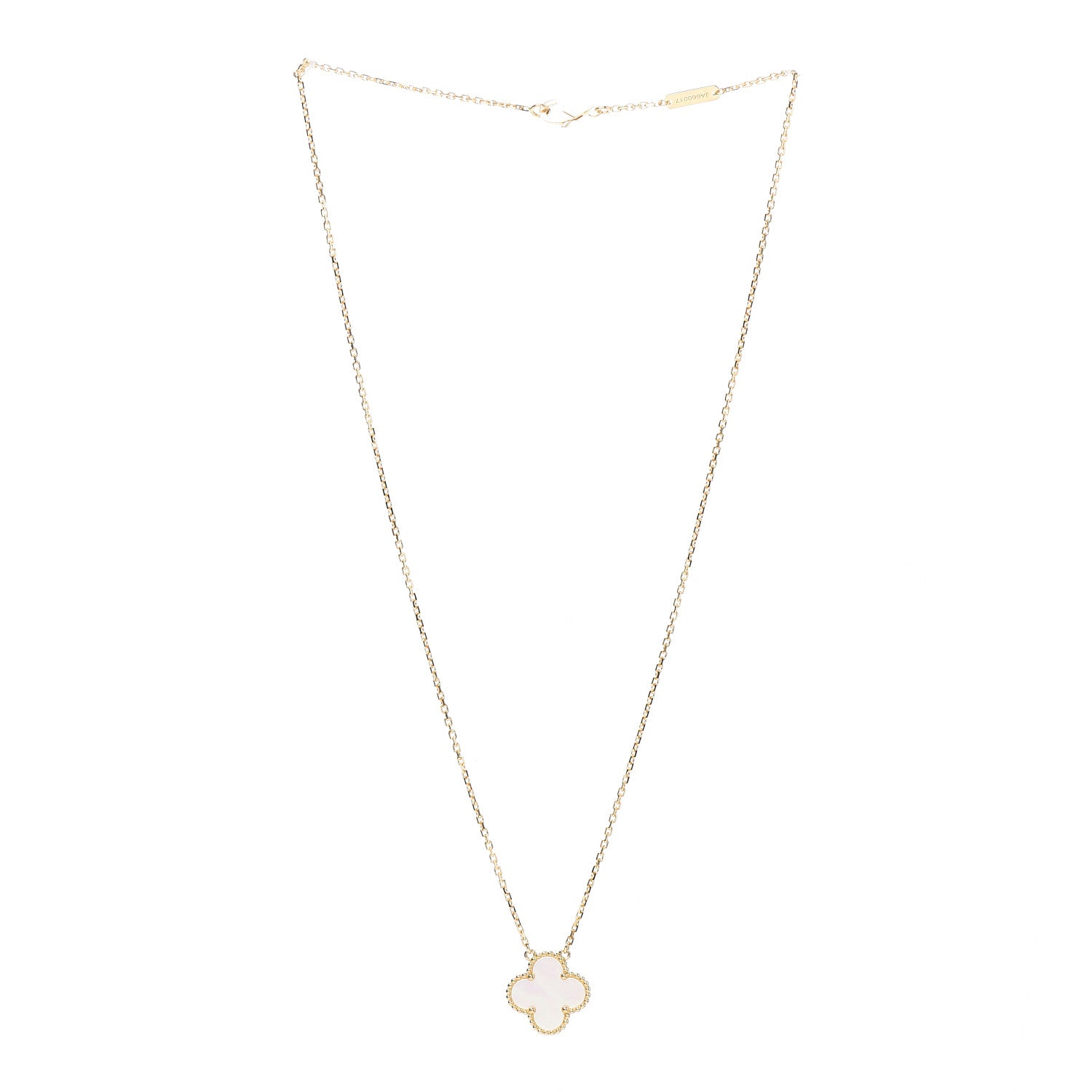 Van Cleef & Arpels 18K Yellow Gold Mother of Pearl Vintage Alhambra Pendant Necklace 3 of 5